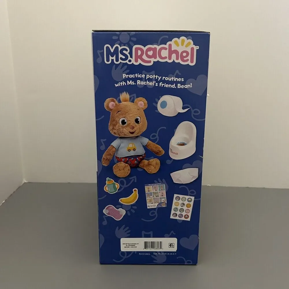 2024 Ms. Rachel POTTY TIME WITH BEAN Bear Plush Toy Play Toilet Paper NEW